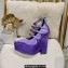 Versace Heel 15cm Platform 6cm Tempest Pumps Satin Purple with Adjustable buckle 2023