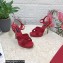Dolce & Gabbana DG Heel 12cm Platform 1.5cm criss-cross straps sandals Red with rhinestone 2023