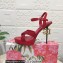 Dolce & Gabbana DG Heel 12cm Platform 1.5cm criss-cross straps sandals Red with rhinestone 2023