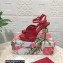 Dolce & Gabbana DG Heel 12cm Platform 1.5cm criss-cross straps sandals Red with rhinestone 2023