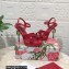 Dolce & Gabbana DG Heel 12cm Platform 1.5cm criss-cross straps sandals Red with rhinestone 2023