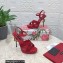 Dolce & Gabbana DG Heel 12cm Platform 1.5cm criss-cross straps sandals Red with rhinestone 2023