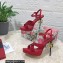 Dolce & Gabbana DG Heel 12cm Platform 1.5cm criss-cross straps sandals Red with rhinestone 2023