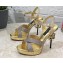 Dolce & Gabbana DG Heel 12cm Platform 1.5cm criss-cross straps sandals Gold with rhinestone 2023