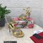 Dolce & Gabbana DG Heel 12cm Platform 1.5cm criss-cross straps sandals Gold with rhinestone 2023