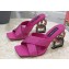 Dolce & Gabbana DG Pop Heel 10.5cm criss-cross straps Mules Fuchsia with fusible rhinestone 2023