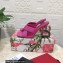 Dolce & Gabbana DG Pop Heel 10.5cm criss-cross straps Mules Fuchsia with fusible rhinestone 2023