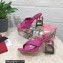Dolce & Gabbana DG Pop Heel 10.5cm criss-cross straps Mules Fuchsia with fusible rhinestone 2023