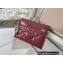 Dior Lady Dior Five-Slot Card Holder in Patent Cannage Calfskin Dark Pink