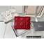 Dior Mini Lady Dior Wallet in Cannage Calfskin Red