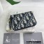 Dior Caro Compact Zipped Wallet in Blue Dior Oblique Jacquard