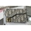 Dior Saddle Flap Card Holder Oblique Jacquard Gray