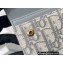 Dior Saddle Flap Card Holder Oblique Jacquard Gray