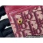 Dior Saddle Flap Card Holder Oblique Jacquard Burgundy