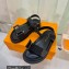 Louis Vuitton LV Sunset Comfort Flat Sandals Raffia Black 2023
