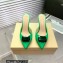 Gianvito Rossi Heel 8.5cm JAIPUR Mules Satin Green with maxi gemstone 2023