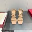 Valentino Sculpted Heel 9cm Rockstud Goatskin Sandals Apricot 2023