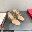 Valentino Sculpted Heel 9cm Rockstud Goatskin Sandals Apricot 2023