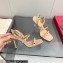 Valentino Sculpted Heel 9cm Rockstud Goatskin Sandals Apricot 2023