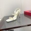 Valentino Sculpted Heel 9cm Rockstud Goatskin Sandals White 2023