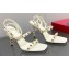 Valentino Sculpted Heel 9cm Rockstud Goatskin Sandals White 2023