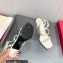 Valentino Sculpted Heel 9cm Rockstud Goatskin Sandals White 2023
