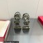 Valentino Sculpted Heel 9cm Rockstud Goatskin Sandals Black 2023