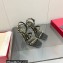 Valentino Sculpted Heel 9cm Rockstud Goatskin Sandals Black 2023