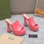 Gucci Heel 13cm Platform 4cm Interlocking G studs Slide Sandals 740426 Pink 2023