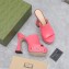 Gucci Heel 13cm Platform 4cm Interlocking G studs Slide Sandals 740426 Pink 2023