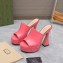 Gucci Heel 13cm Platform 4cm Interlocking G studs Slide Sandals 740426 Pink 2023