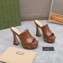Gucci Heel 13cm Platform 4cm Interlocking G studs Slide Sandals 740426 Brown 2023