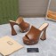 Gucci Heel 13cm Platform 4cm Interlocking G studs Slide Sandals 740426 Brown 2023