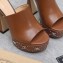 Gucci Heel 13cm Platform 4cm Interlocking G studs Slide Sandals 740426 Brown 2023