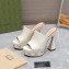 Gucci Heel 13cm Platform 4cm Interlocking G studs Slide Sandals 740426 White 2023