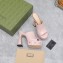 Gucci Heel 13cm Platform 4cm Interlocking G studs Slide Sandals 740426 Light Pink 2023