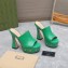 Gucci Heel 13cm Platform 4cm Interlocking G studs Slide Sandals 740426 Green 2023