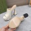 Gucci Heel 13cm Platform 4cm Interlocking G studs Slide Sandals 740426 White 2023
