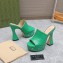 Gucci Heel 13cm Platform 4cm Interlocking G studs Slide Sandals 740426 Green 2023