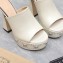 Gucci Heel 13cm Platform 4cm Interlocking G studs Slide Sandals 740426 White 2023