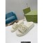 Gucci script Leather Slide Sandals White/Gold 2023