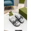 Gucci script Leather Slide Sandals Silver/Black 2023