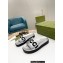 Gucci script Leather Slide Sandals Silver/Black 2023