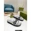 Gucci script Leather Slide Sandals Silver/Black 2023
