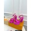 Louis Vuitton Heel 11cm Platform 4cm Sandals Satin Fuchsia with LV Initials chain 2023