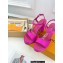 Louis Vuitton Heel 11cm Platform 4cm Sandals Satin Fuchsia with LV Initials chain 2023