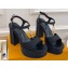Louis Vuitton Heel 11cm Platform 4cm Sandals Satin Black with LV Initials chain 2023