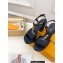 Louis Vuitton Heel 11cm Platform 4cm Sandals Satin Black with LV Initials chain 2023