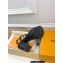Louis Vuitton Heel 11cm Platform 4cm Sandals Satin Black with LV Initials chain 2023