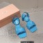 Miu Miu Low Heel Leather sandals Blue 2023